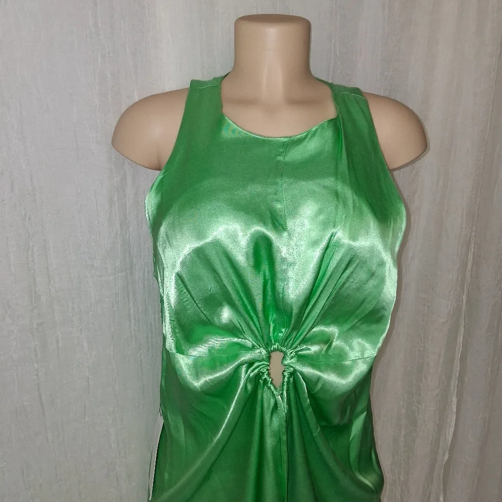 Topshop New  Asymmetrical  Green Dress Women Size US.10 - Picture 4 of 15
